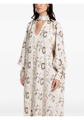 VASILIKI Mona floral V-neck maxi dress - Neutrals