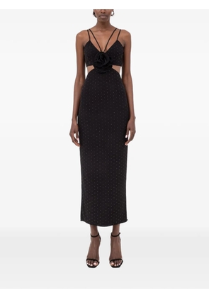 NISSA floral-appliqué maxi dress - Black