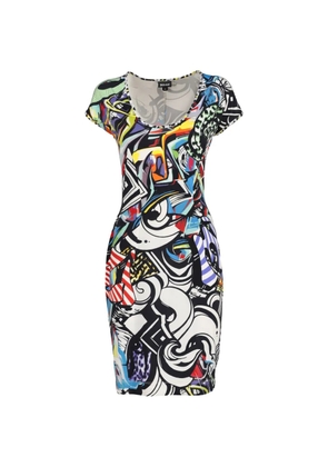 Just Cavalli Vintage graffiti sheath mini dress - White