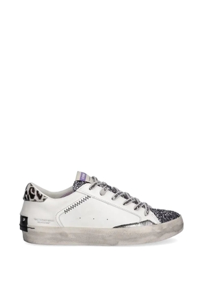 Crime London glitter panel leopard-print sneakers - White