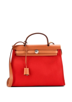 Hermès Pre-Owned Herbag Zip Leather and Toile 31 shoulder bag - Brown