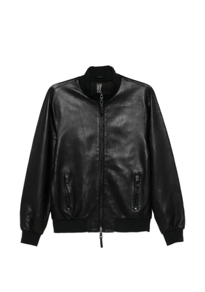 THE JACK LEATHERS zip-up bomber leather jacket - Black