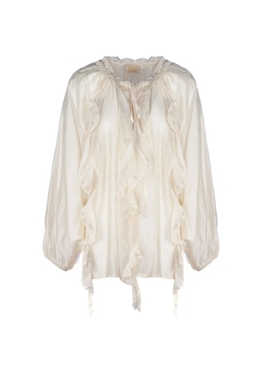 PHO FIRENZE ruffled gathered blouse - Neutrals