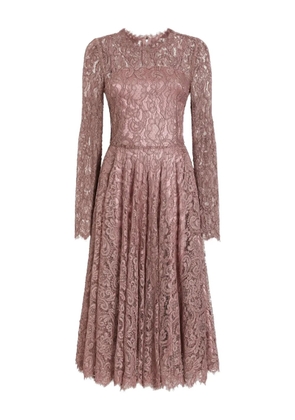 Dolce & Gabbana long-sleeve lace midi dress - Pink