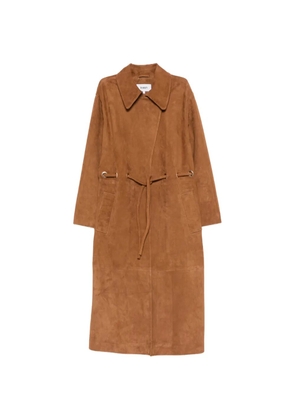 Ba&Sh tie-waist leather coat - Brown