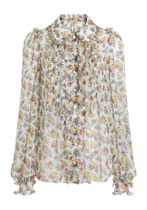 Dolce & Gabbana ruffled floral blouse - White