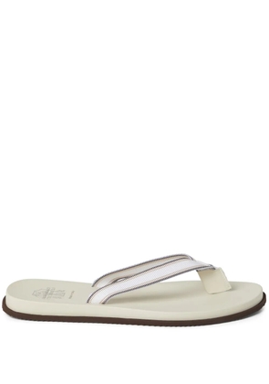Brunello Cucinelli striped leather flip flops - White
