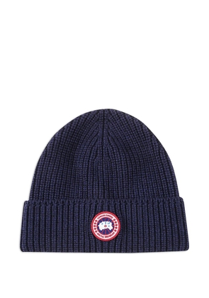Canada Goose ribbed logo-patch beanie - Blue