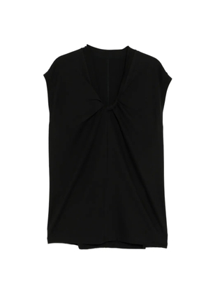 LESS bowknot pleated sleeveless T-shirt - Black