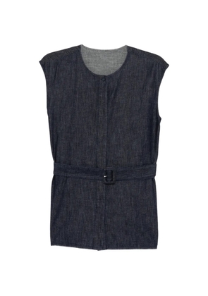 LESS belted denim vest - Blue