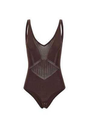 Elisabetta Franchi openwork bodysuit - Brown