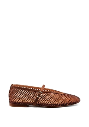 Chantal perforated rhinestone-embellished ballerina flats - Brown