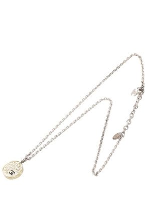 CHANEL Pre-Owned 2005 CC Silver Plated Resin Rhinestone Pendant Necklace costume necklace