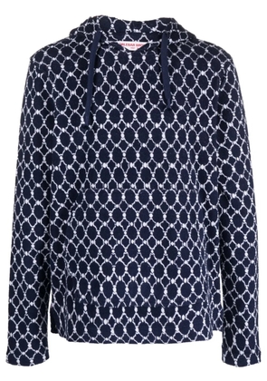 Orlebar Brown Blaine geometric-pattern terry-cloth hoodie - Blue