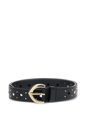 Bax Lab polished buckle studded leather belt - Black