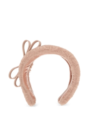 RED(V) bow faux fur headband - Neutrals