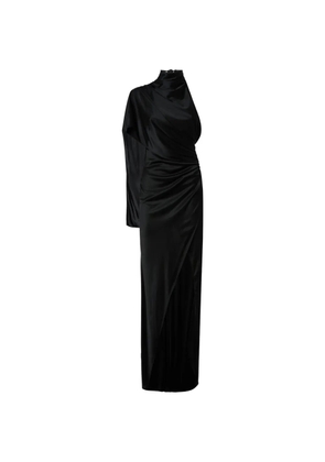 THE ANDAMANE draped one-shoulder maxi dress - Black