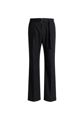 Attachment belted pinstriped trousers - Black