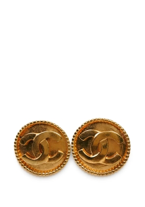 CHANEL Pre-Owned 1996 CC Gold Plated Round Clip On Earrings costume earrings