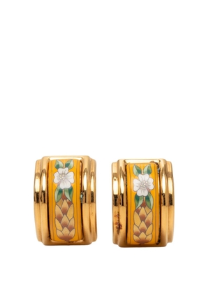 Hermès Pre-Owned 2000-2026 Enamel Floral Cloisonne Clip On Earrings costume earrings - Gold