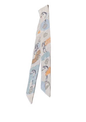 Hermès Pre-Owned 2019-2025 Garde Robe Pop Silk Twilly Scarf scarves - Grey