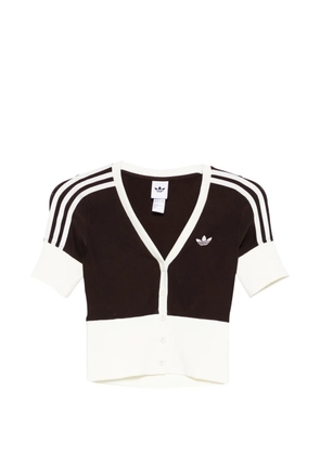 adidas stripe short-sleeve cardigan - Brown