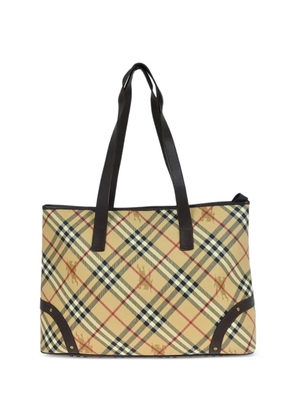 Burberry Pre-Owned 1990s check pattern shoulder tote bag - Neutrals