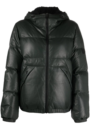 Yves Salomon shearling-trim leather down jacket - Green