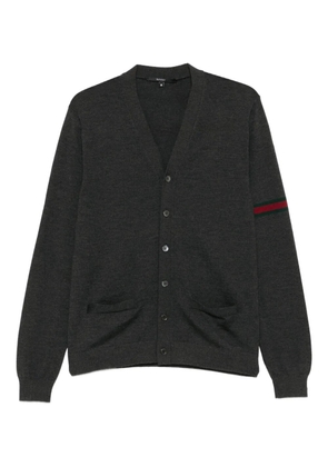 Gucci striped-sleeve V-neck cardigan - Grey