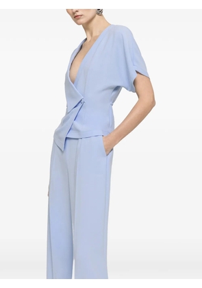 NISSA V-neck crepe top - Blue