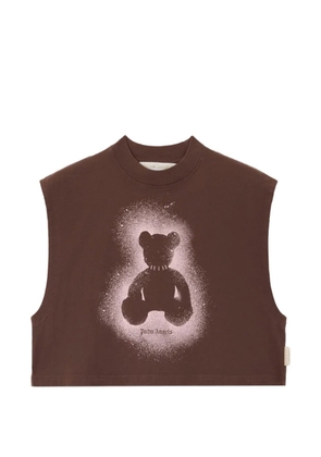 Palm Angels Spray bear-print boxy tank top - Brown