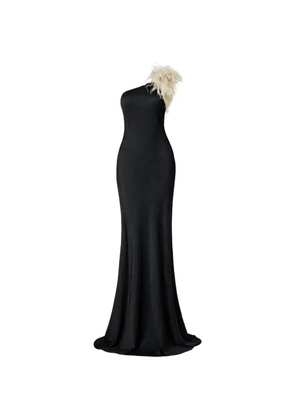 THE ARCHIVIA Anema feather-embellished one-shoulder maxi dress - Black