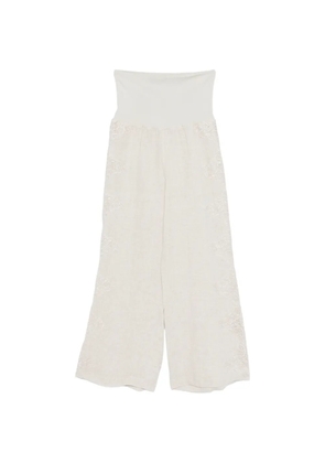 Maurizio Braschi lace-detail trousers - Neutrals