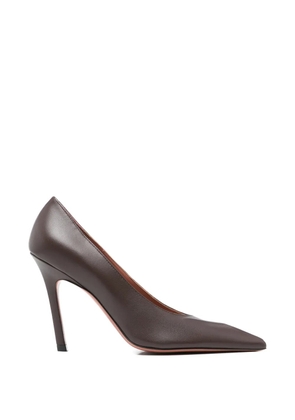 Amina Muaddi point toe leather pumps - Brown