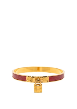Hermès Pre-Owned 2000-2025 Gold Plated Epsom Kelly Cadena Lock Bangle Bracelet costume bracelet - Red
