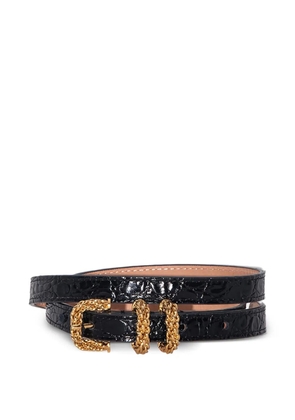 BY FAR embossed gold-tone buckle belt - Black