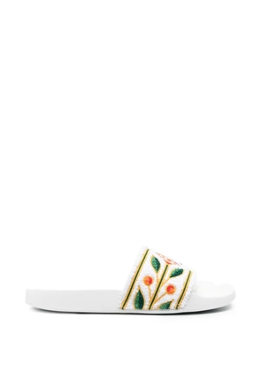 Casablanca floral embroidered slides - White