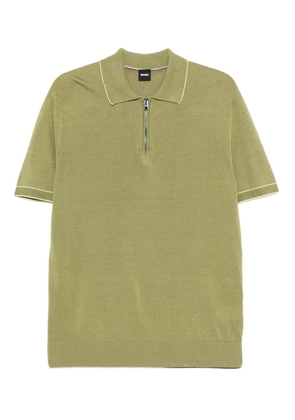BOSS half-zip linen polo shirt - Green