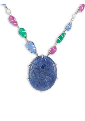 LB Exclusive Tutti Frutti diamond, sapphire, emerald, and ruby necklace - Silver