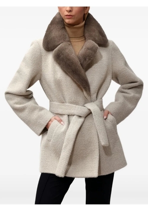 Poche Paris herringbone belted jacket - Neutrals