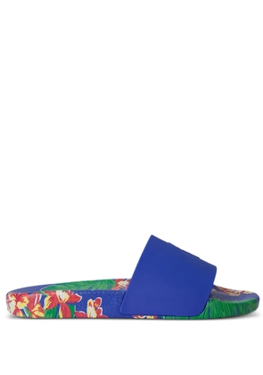 Polo Ralph Lauren pony floral-print slides - Blue