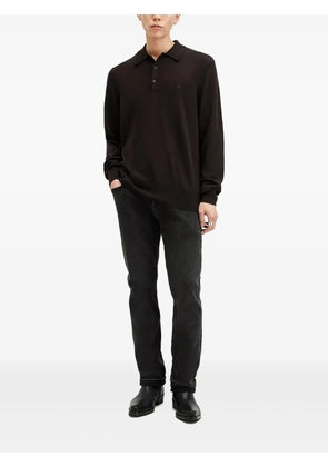 AllSaints logo-embroidered polo shirt - Brown