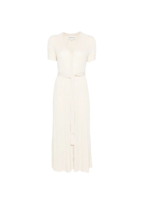BOMPARD ribbed belted knitted midi dress - Neutrals
