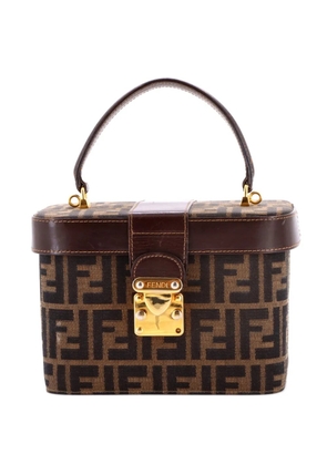 Fendi Pre-Owned Vintage Lock Top Handle Vanity Bag Zucca Canvas Small satchel - Brown