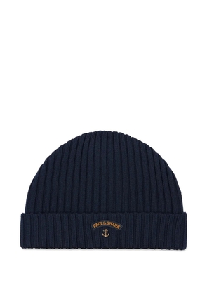 Paul & Shark ribbed beanie hat - Blue