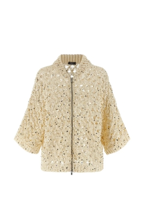Peserico sequin-details cotton cardigan - Neutrals