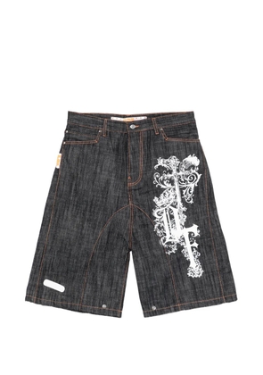PDF graphic-design denim shorts - Blue