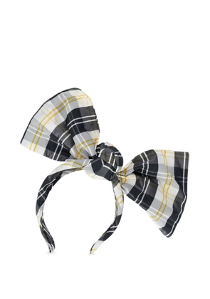 RED(V) bow plaid headband - Black
