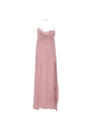 Blumarine folded neckline slit maxi dress - Pink