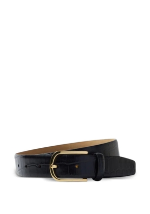 SELECTED croc-effect buckle belt - Black